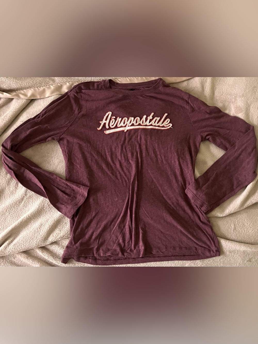 Aeropostale Women's Long Sleeve Tee in Maroon with White Logo
